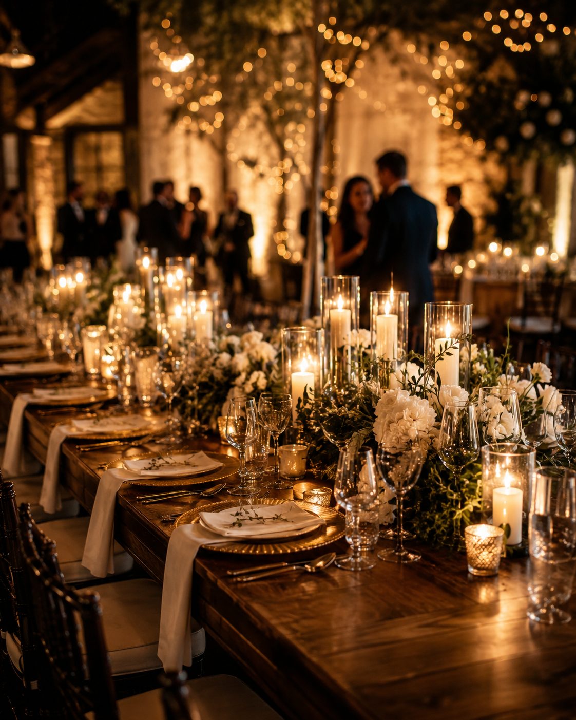 Elegant candlelit wedding table