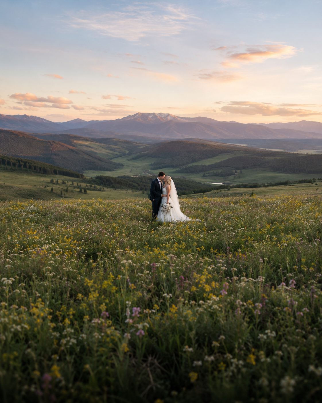 Couple in a mountain meadow