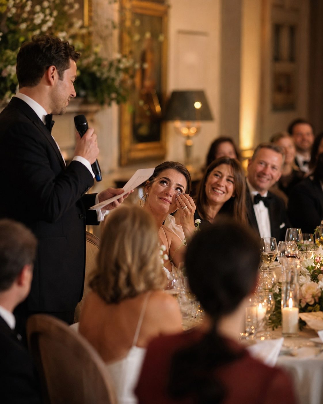 A wedding speech during dinner